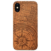 Compass - Engraved - Wooden Phone Case