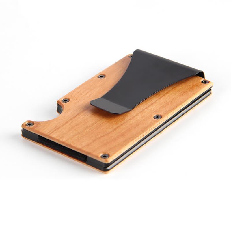 Credit Card Holder with Money Clip - Wooden Phone Case