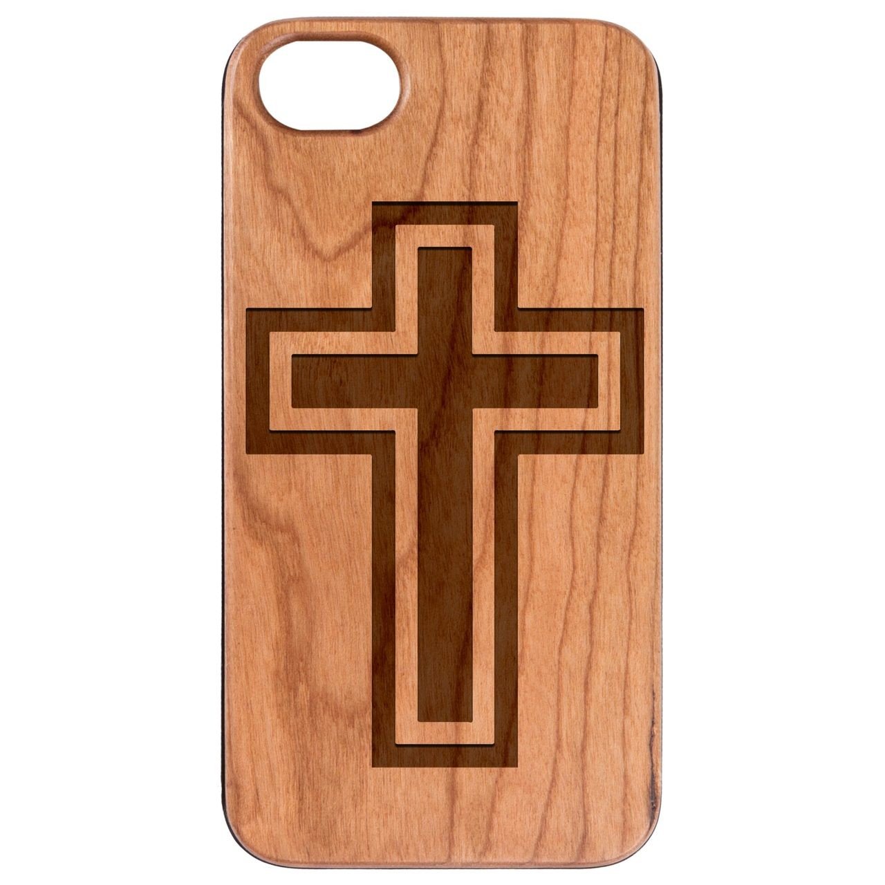 Cross 1 - Engraved - Wooden Phone Case