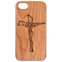 Crucifix - Engraved - Wooden Phone Case