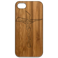 Crucifix - Engraved - Wooden Phone Case