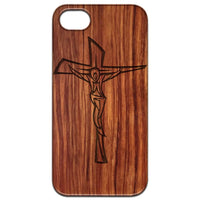 Crucifix - Engraved - Wooden Phone Case