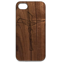 Crucifix - Engraved - Wooden Phone Case