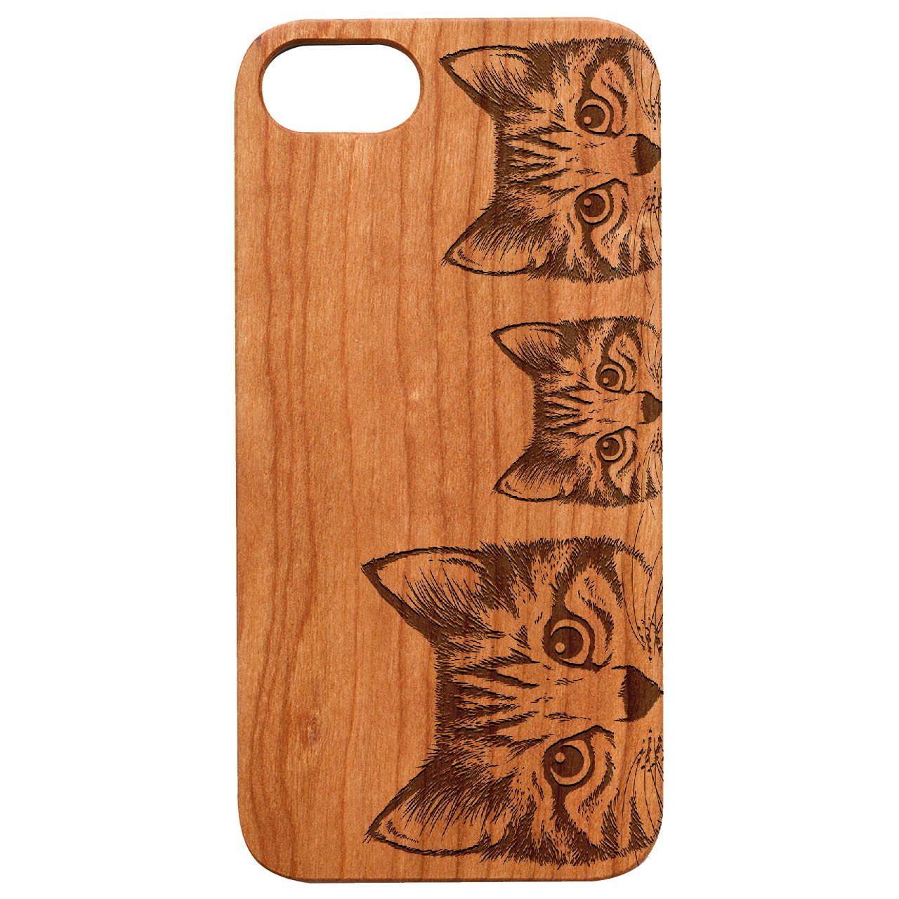 Curious Cats - Engraved - Wooden Phone Case