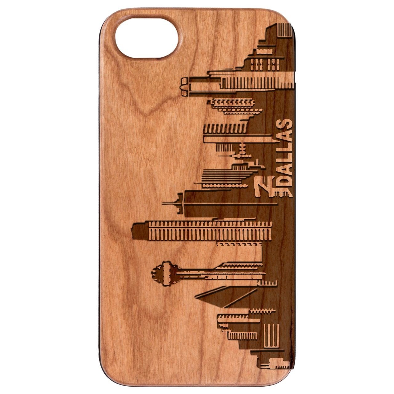 Dallas City - Engraved - Wooden Phone Case