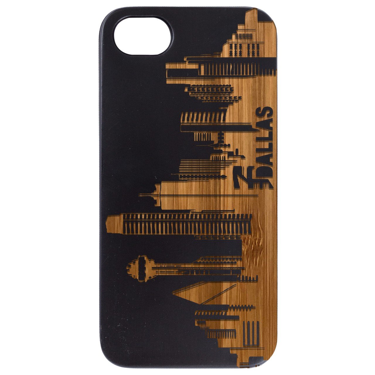 Dallas City - Engraved - Wooden Phone Case