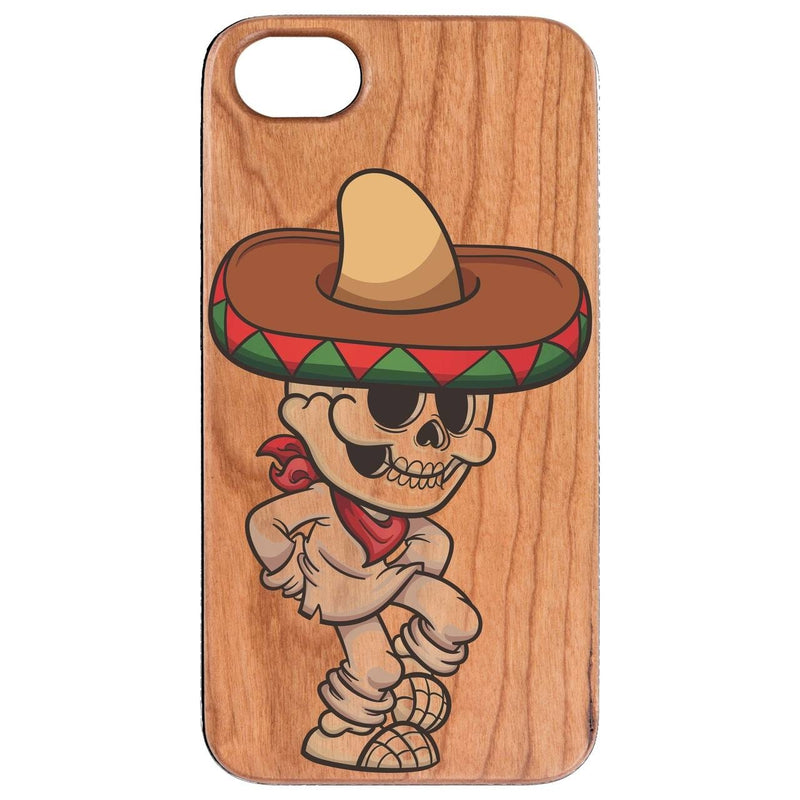 Dancing Skeleton Boy - UV Color Printed - Wooden Phone Case