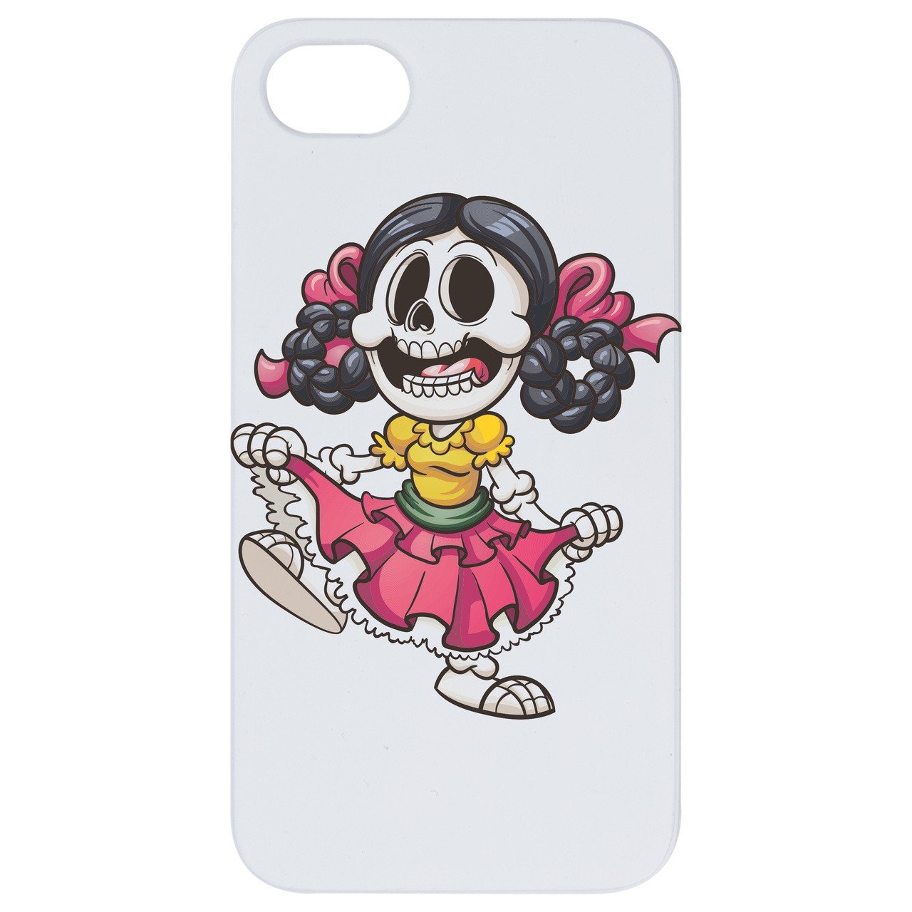 Dancing Skeleton Girl - UV Color Printed - Wooden Phone Case