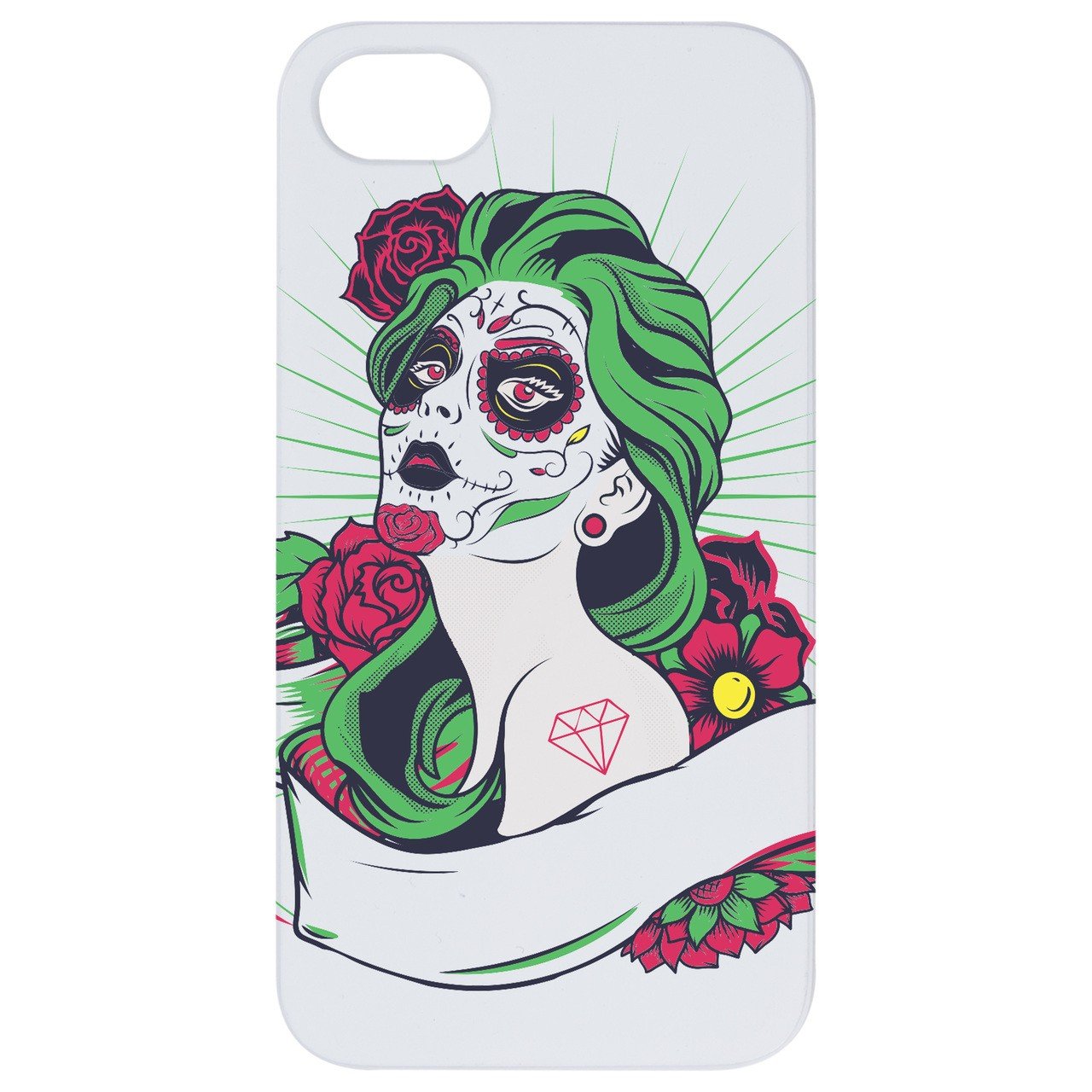 Day of Dead Girl - Engraved - Wooden Phone Case