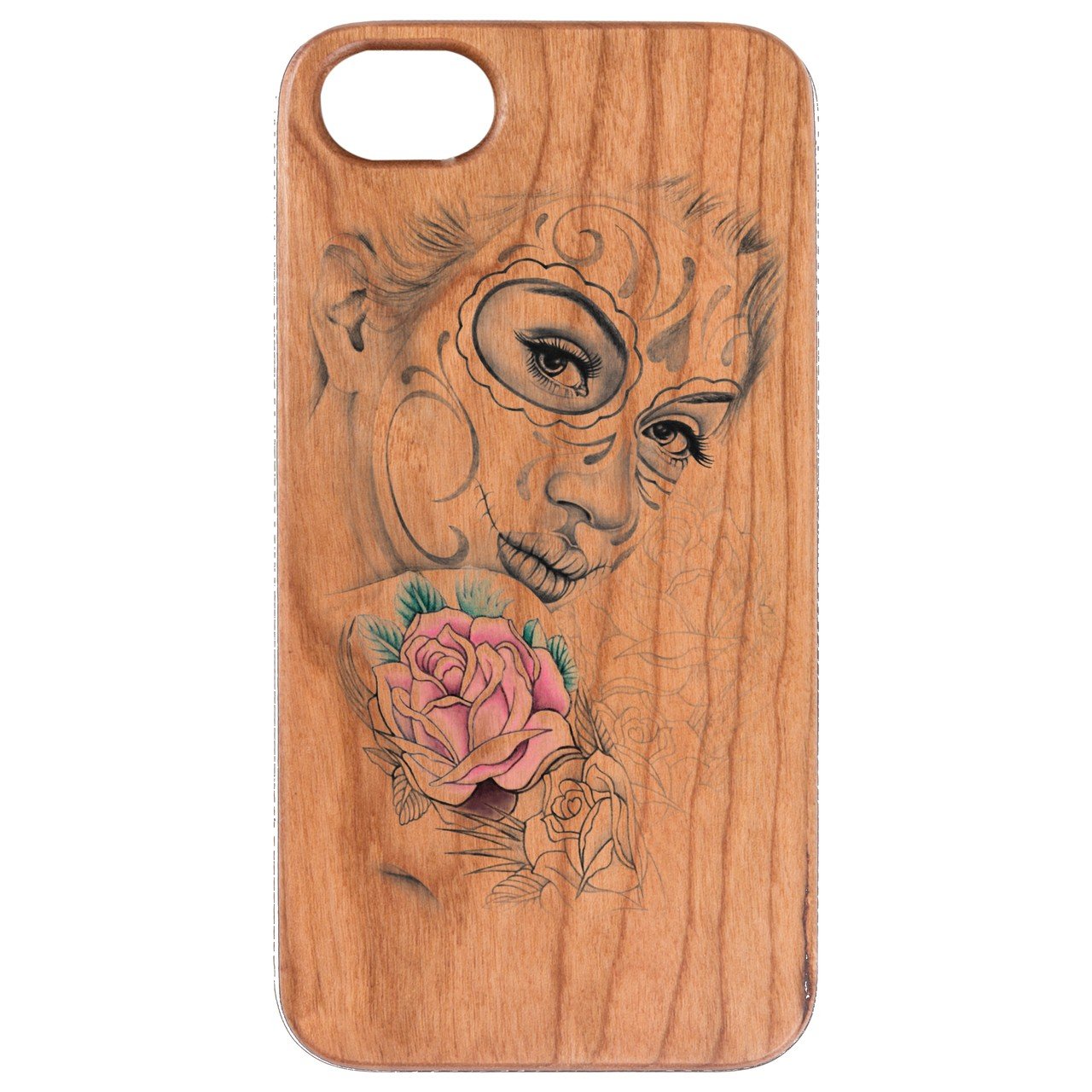 Dead Girl with Rose - UV Color Printed - Wooden Phone Case