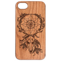 Deer Skull - Engraved - Wooden Phone Case