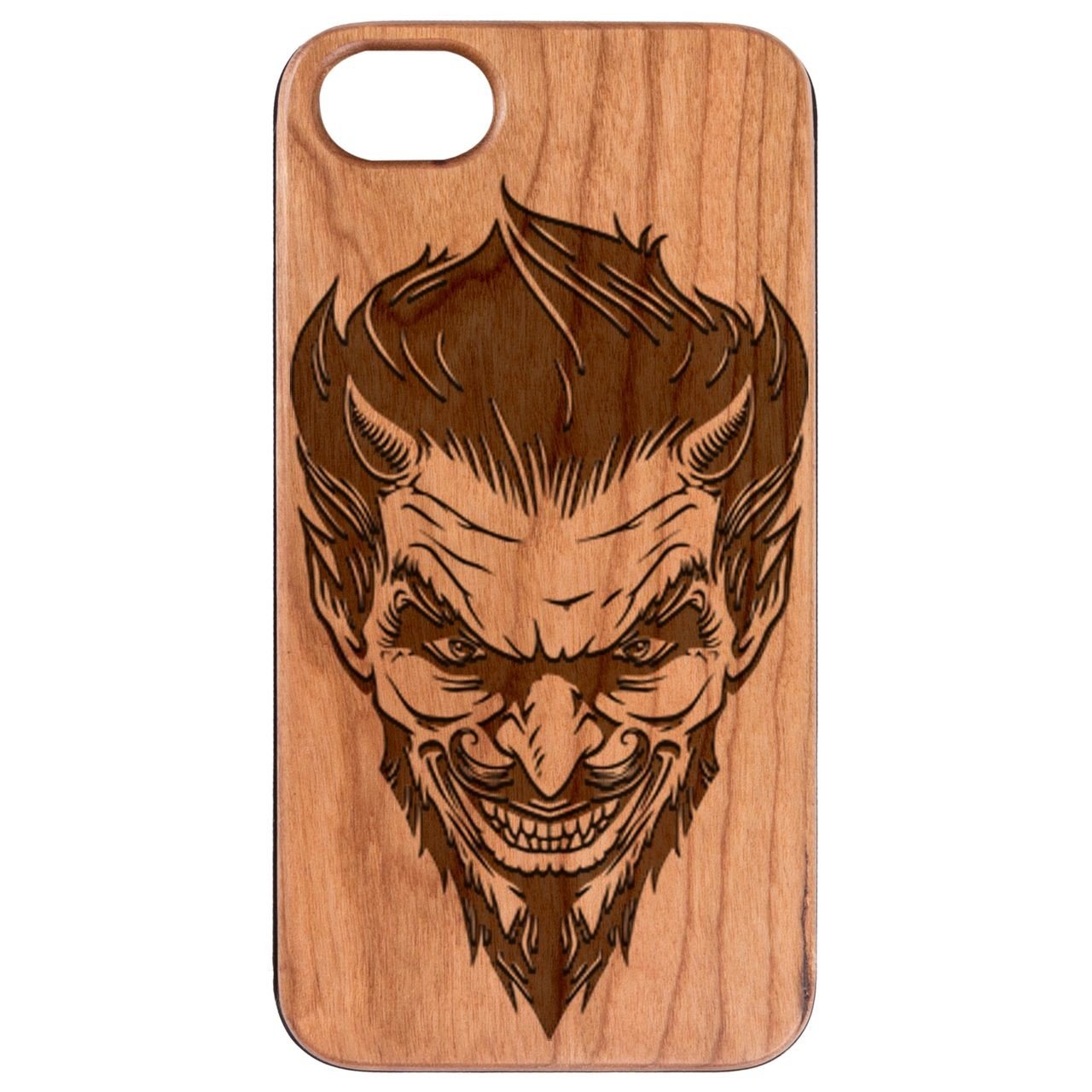 Devil Head - Engraved - Wooden Phone Case