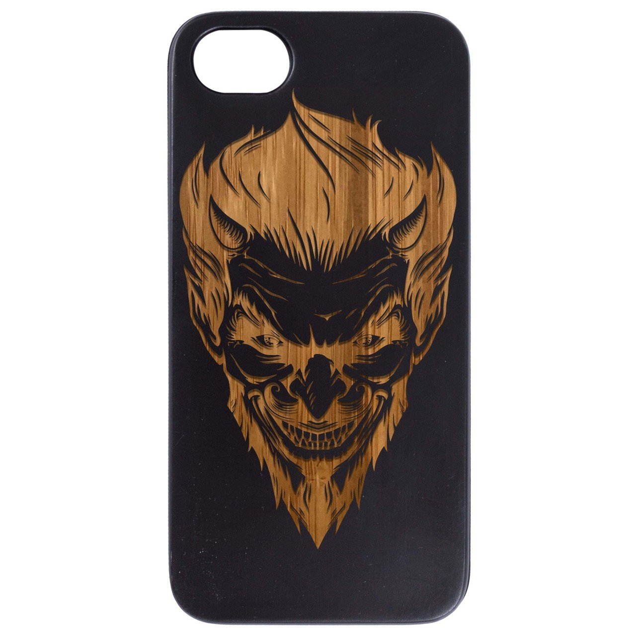 Devil Head - Engraved - Wooden Phone Case