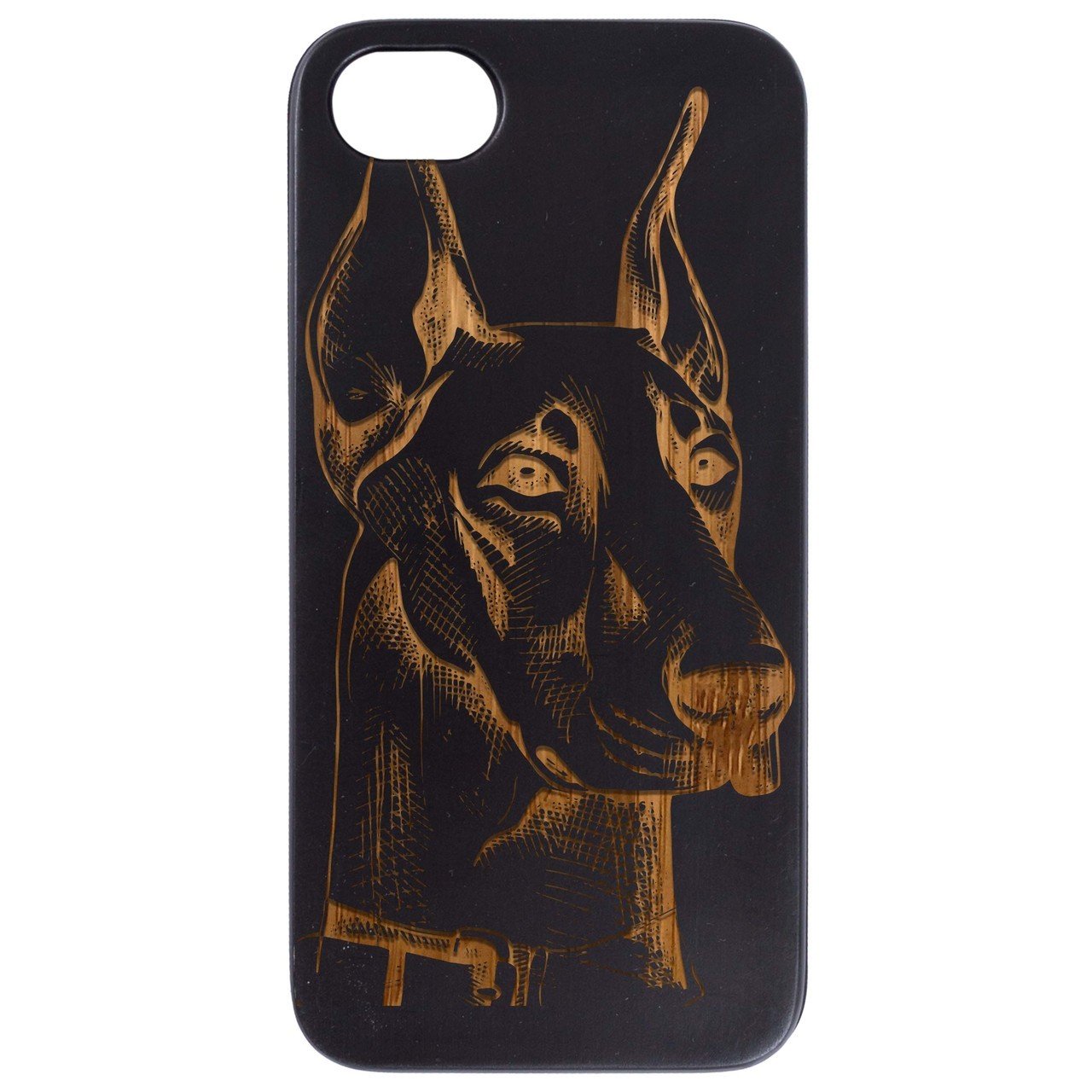 Doberman - Engraved - Wooden Phone Case