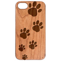 Dog Paws - Engraved - Wooden Phone Case