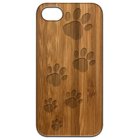 Dog Paws - Engraved - Wooden Phone Case