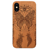 Dream Catcher with Butterfly - Engraved - Wooden Phone Case