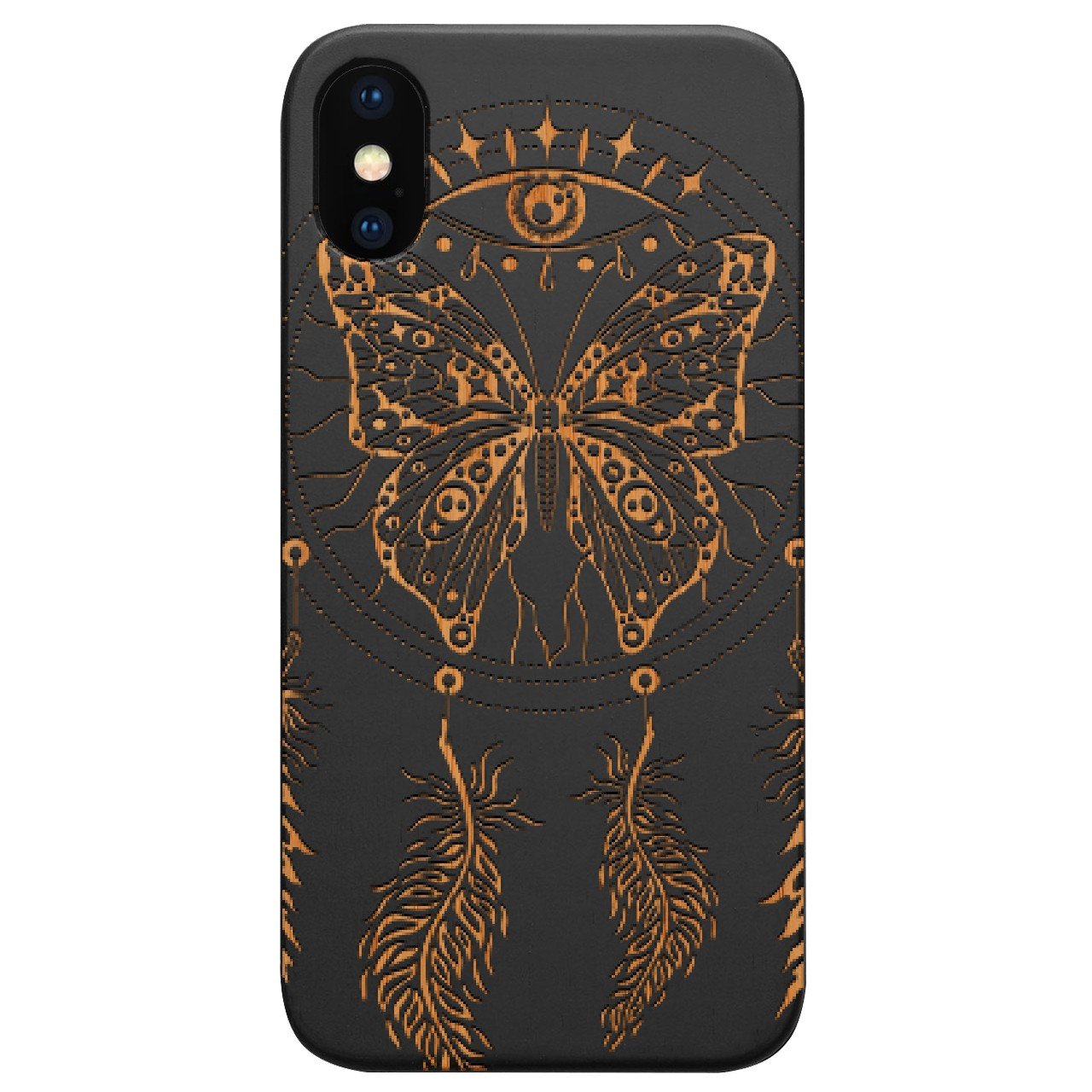 Dream Catcher with Butterfly - Engraved - Wooden Phone Case