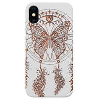 Dream Catcher with Butterfly - Engraved - Wooden Phone Case