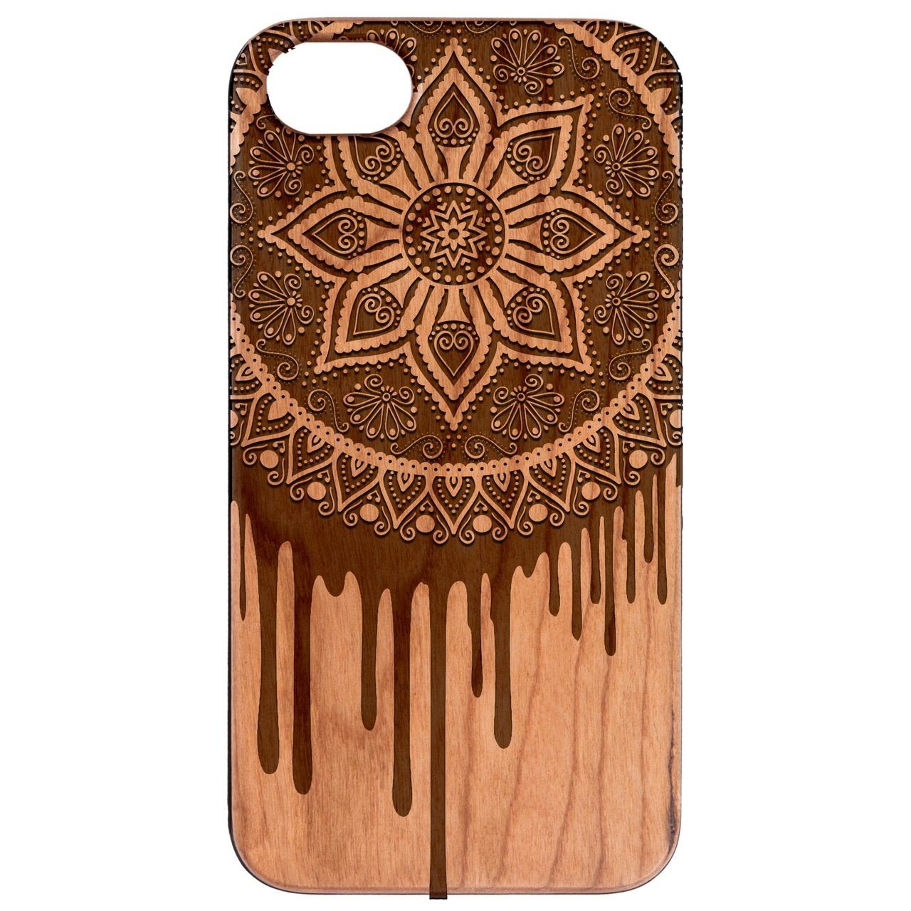 Dripping Mandala - Engraved - Wooden Phone Case