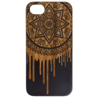 Dripping Mandala - Engraved - Wooden Phone Case