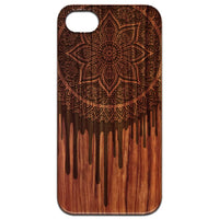 Dripping Mandala - Engraved - Wooden Phone Case