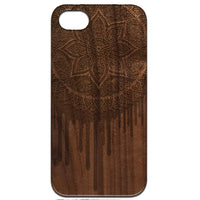 Dripping Mandala - Engraved - Wooden Phone Case