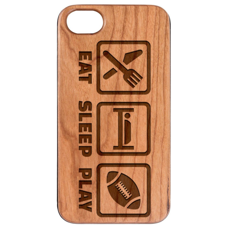  Eat Sleep Play - Engraved - Wooden Phone Case - IPhone 13 Models