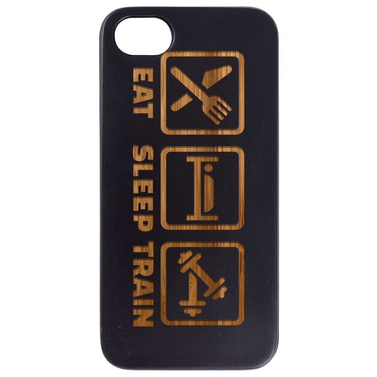 Eat Sleep Train - Engraved - Wooden Phone Case