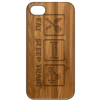 Eat Sleep Train - Engraved - Wooden Phone Case