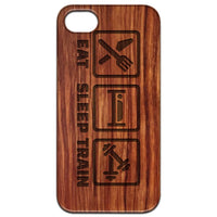 Eat Sleep Train - Engraved - Wooden Phone Case