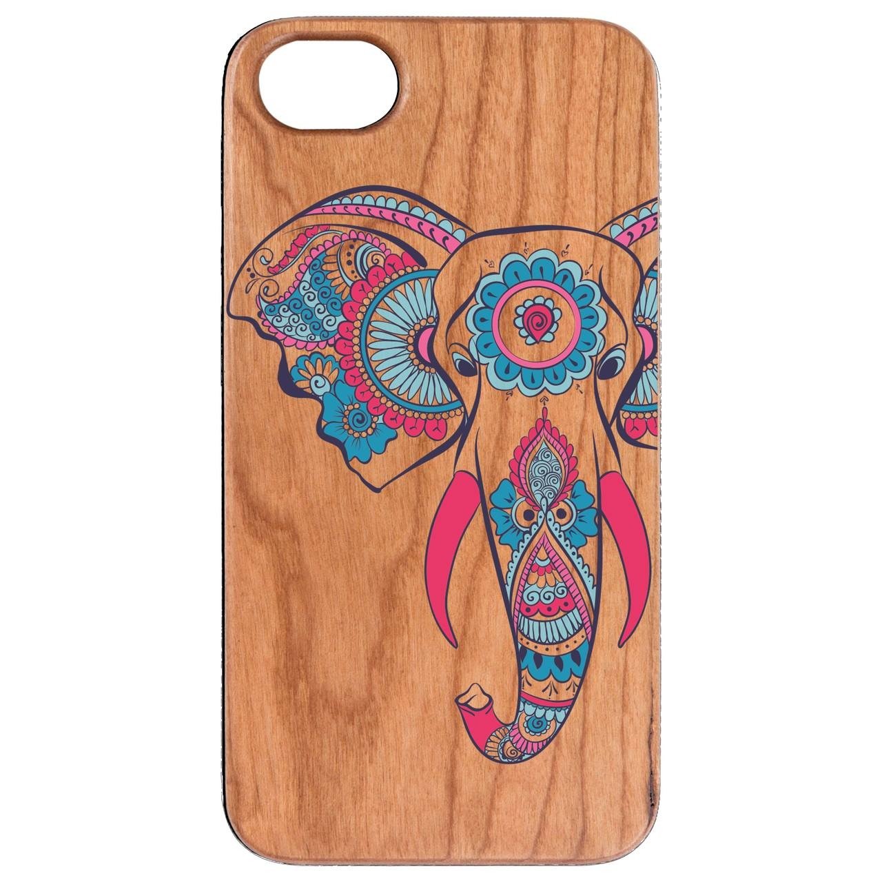 Elephant Head 2 - Engraved - Wooden Phone Case