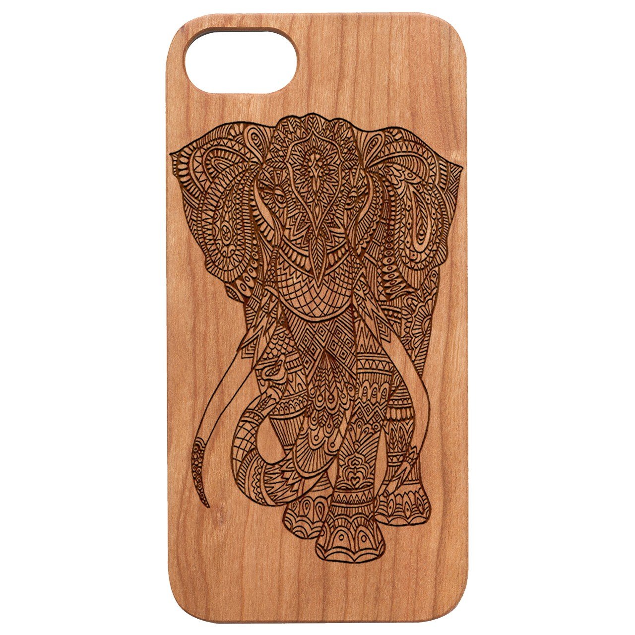 Elephant Mandala 2 - Engraved - Wooden Phone Case
