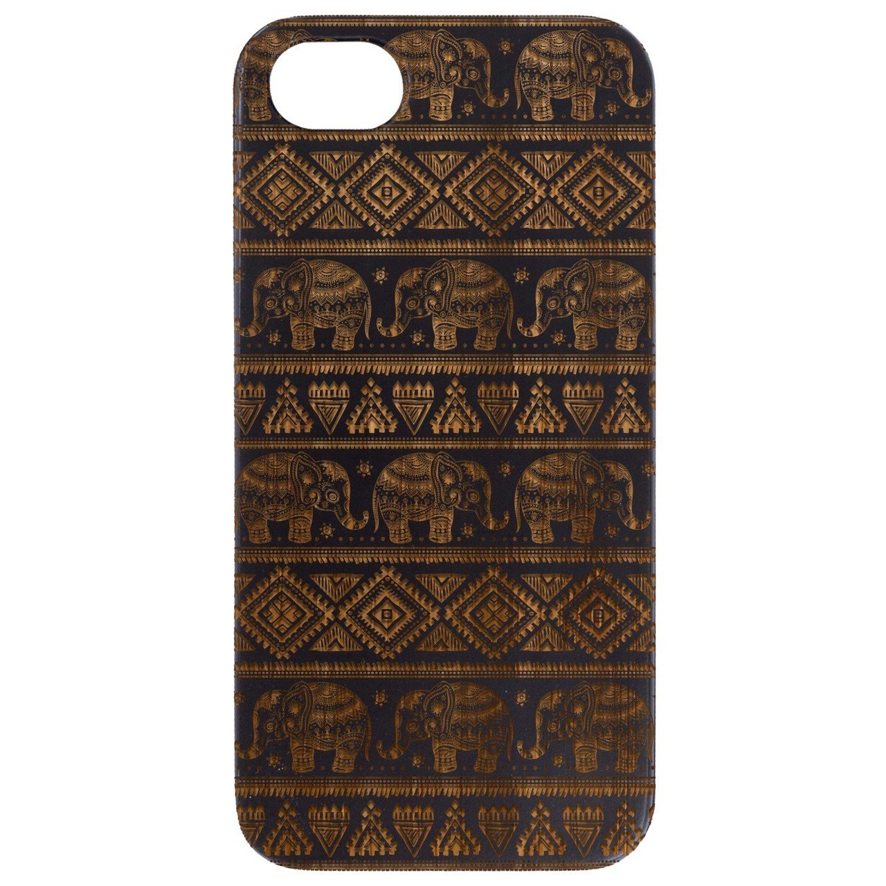 Elephant Pattern - Engraved - Wooden Phone Case