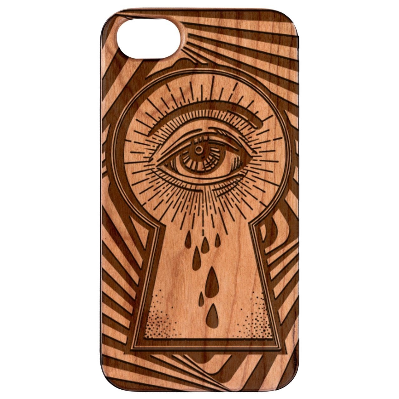 Eye at the Key Hole - Engraved - Wooden Phone Case