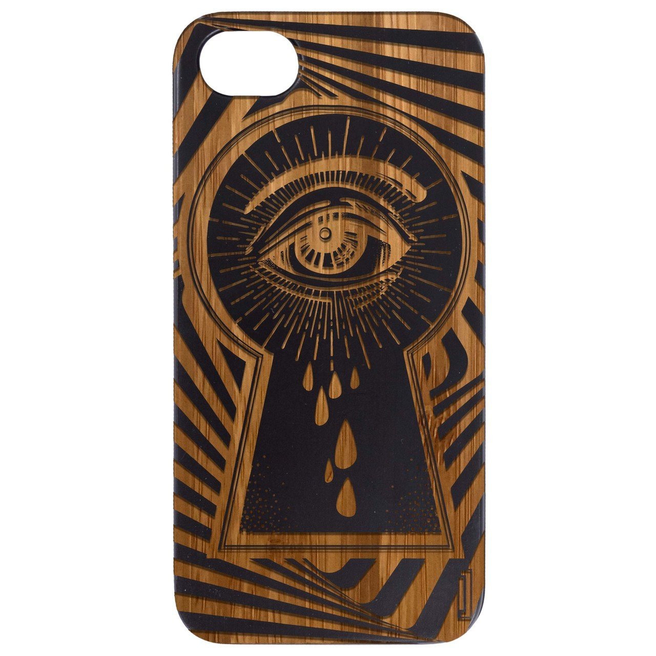 Eye at the Key Hole - Engraved - Wooden Phone Case