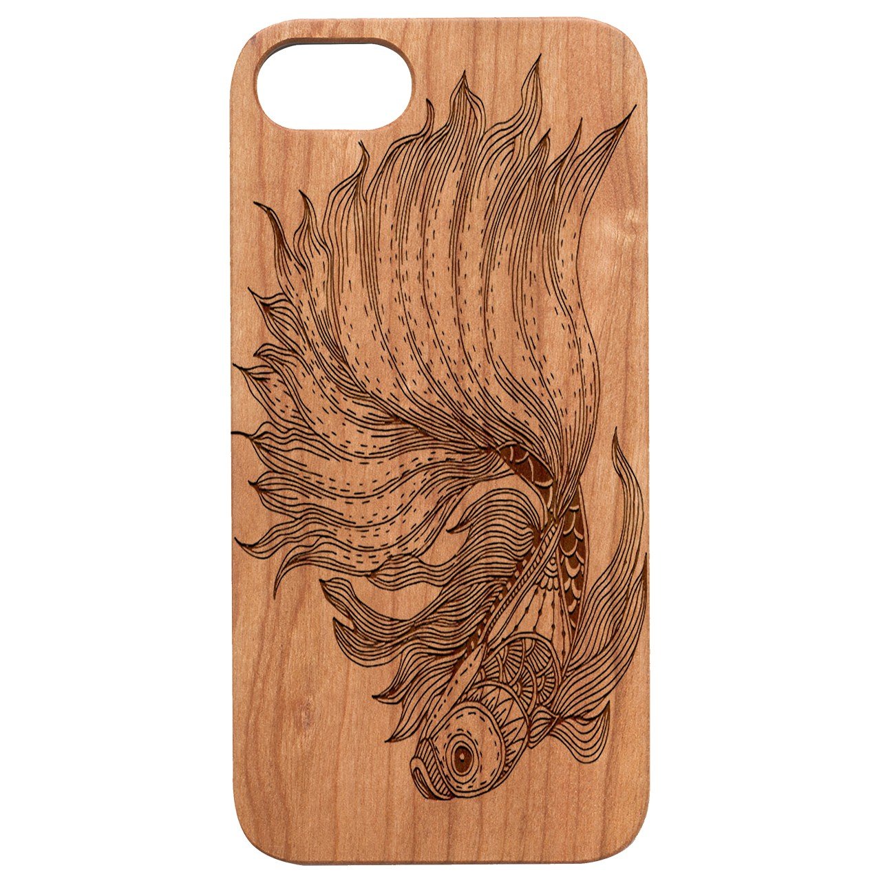 Fish Mandala - Engraved - Wooden Phone Case