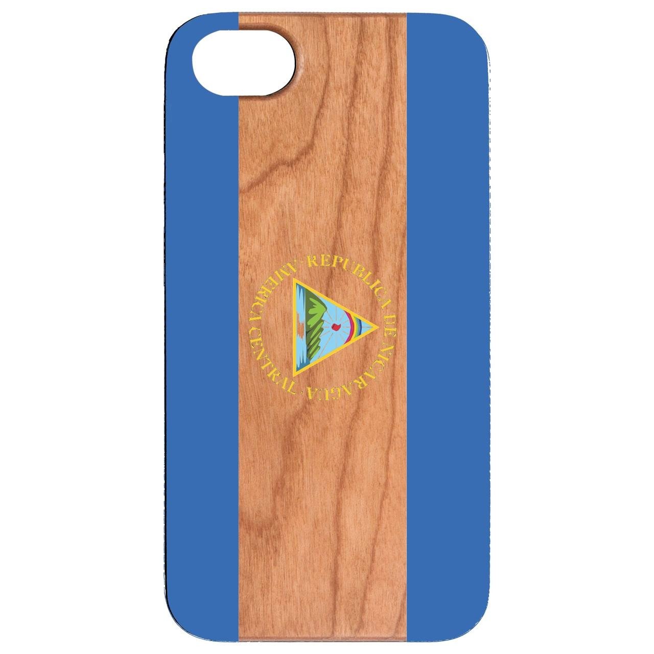 Flag Nicaragua - UV Color Printed - Wooden Phone Case