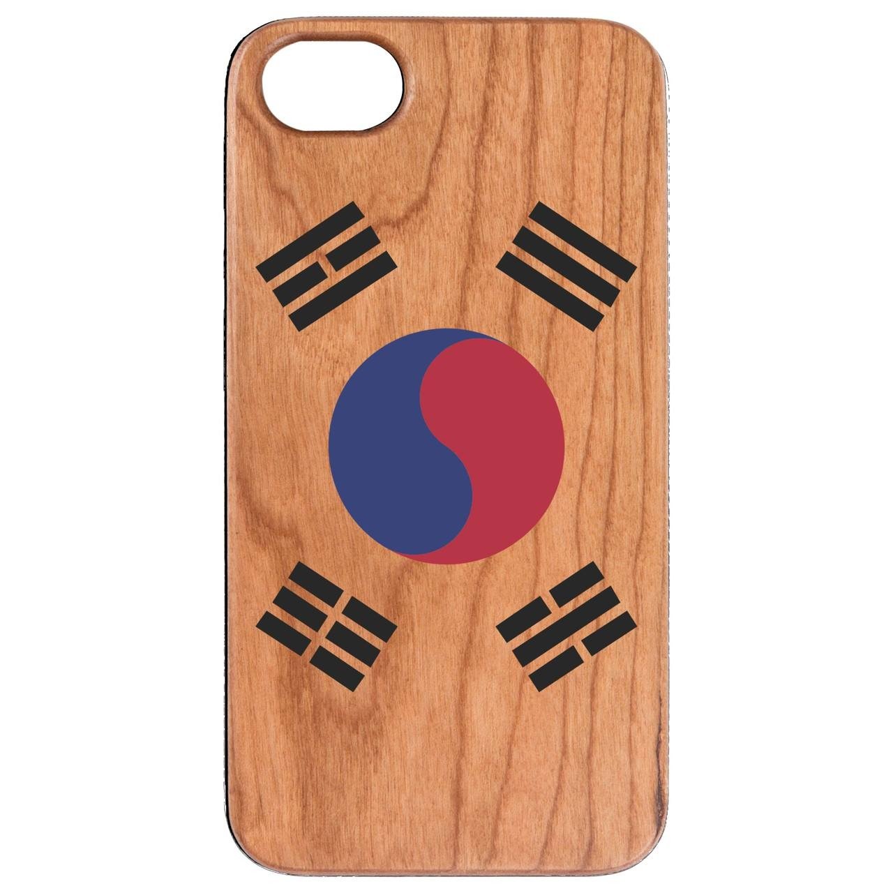 Flag South Korea - UV Color Printed - Wooden Phone Case