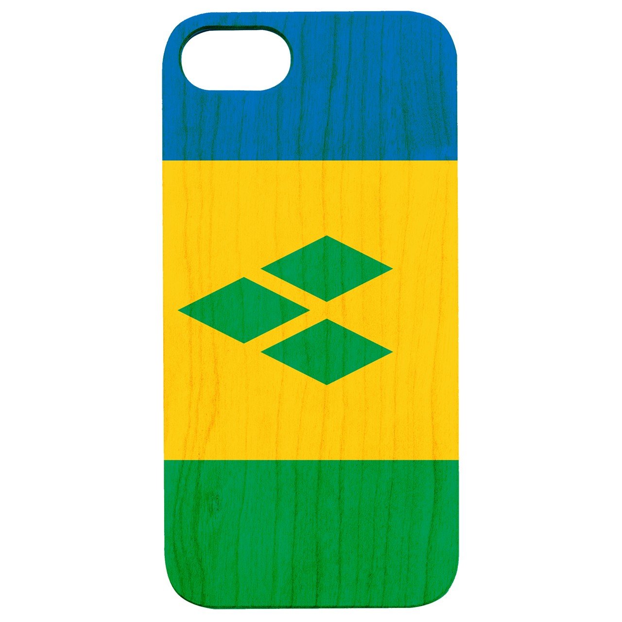 Flag St Vincent - UV Color Printed - Wooden Phone Case