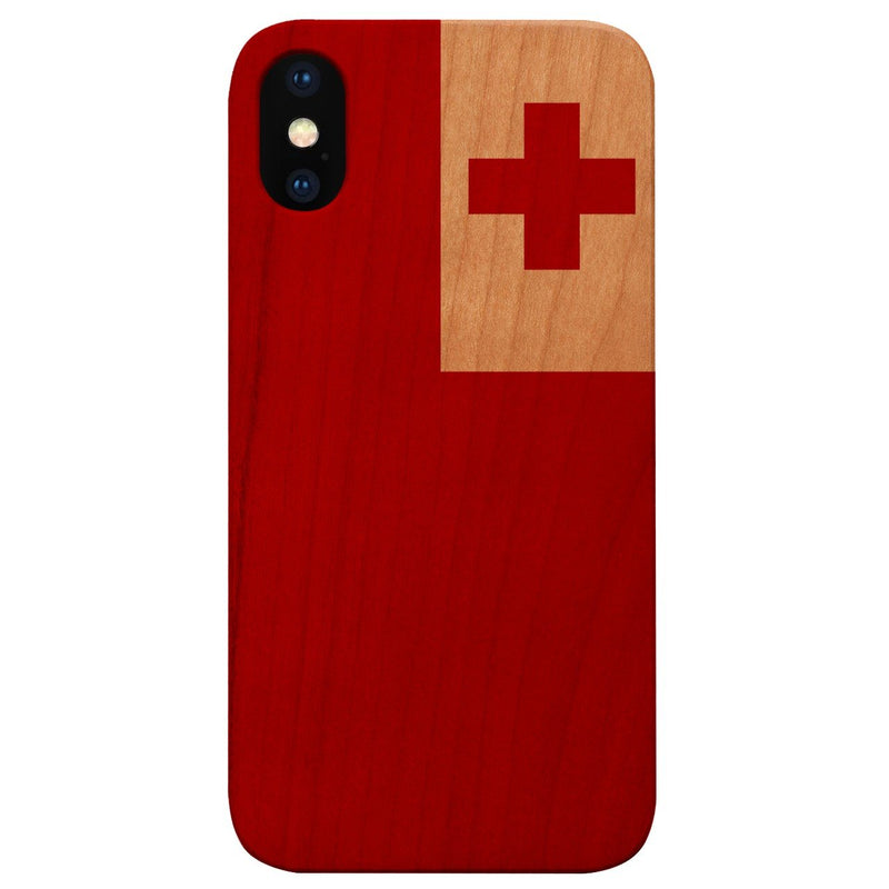 Flag Tonga - UV Color Printed - Wooden Phone Case
