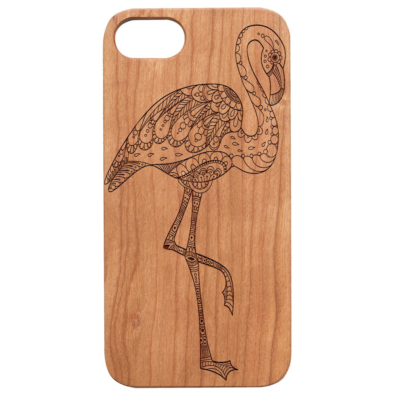 Flamingo Mandala - Engraved - Wooden Phone Case