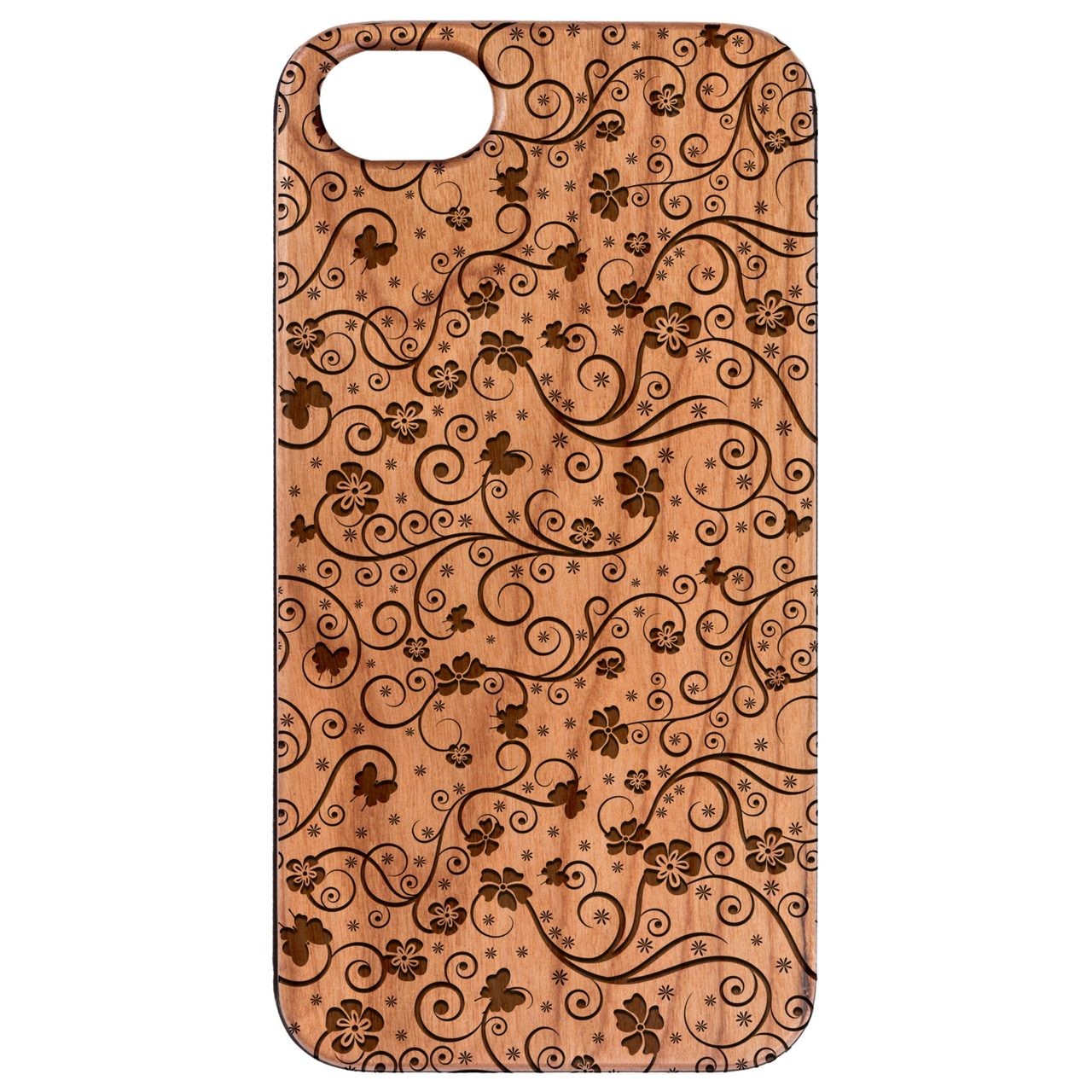  Flower Pattern - Engraved - Wooden Phone Case - IPhone 13 Models