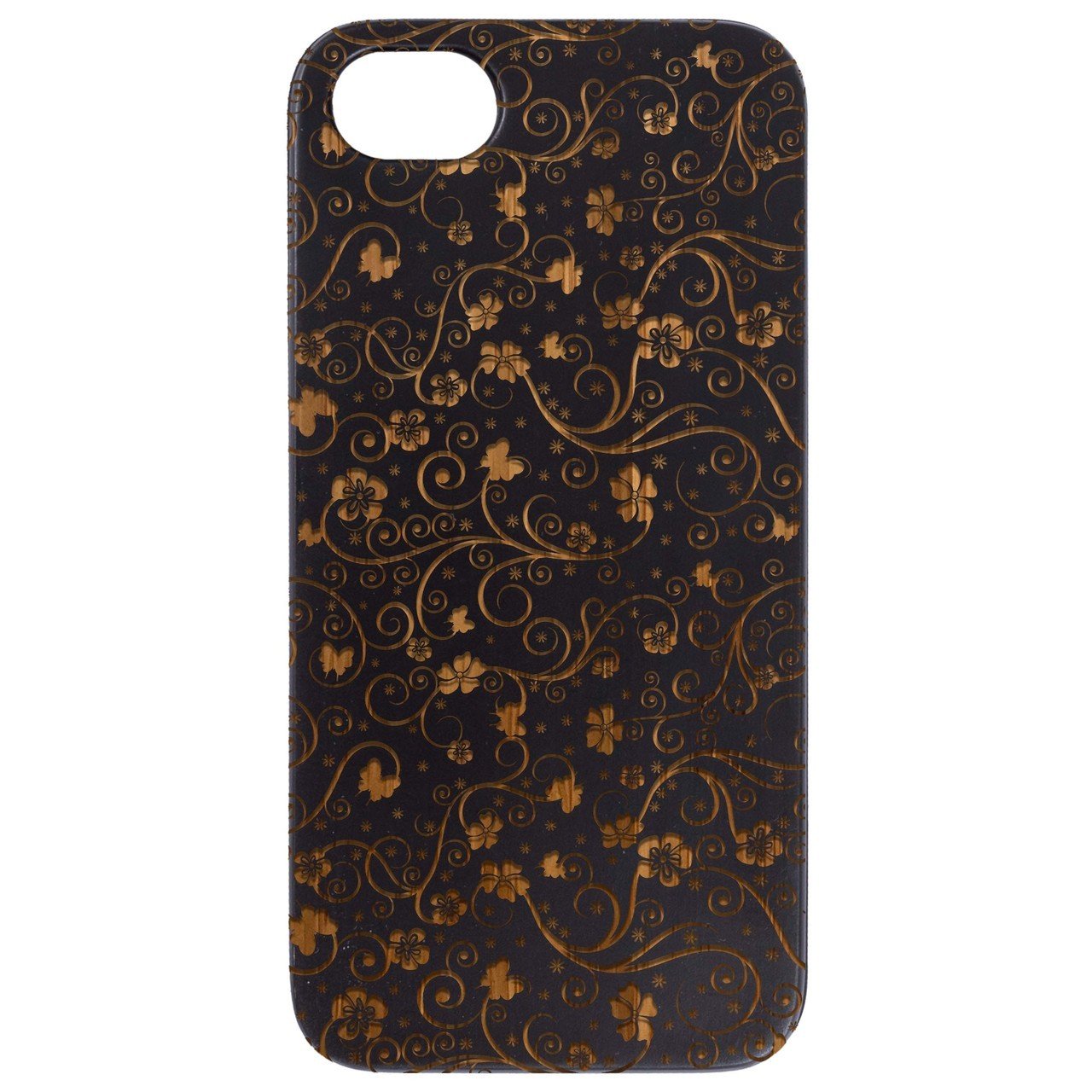 Flower Pattern - Engraved - Wooden Phone Case