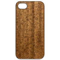 Flower Pattern - Engraved - Wooden Phone Case