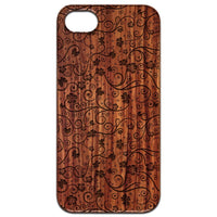 Flower Pattern - Engraved - Wooden Phone Case