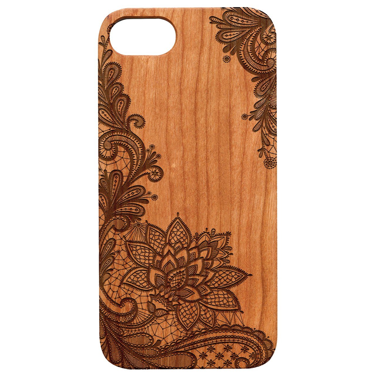 Flowers Frame - Engraved - Wooden Phone Case