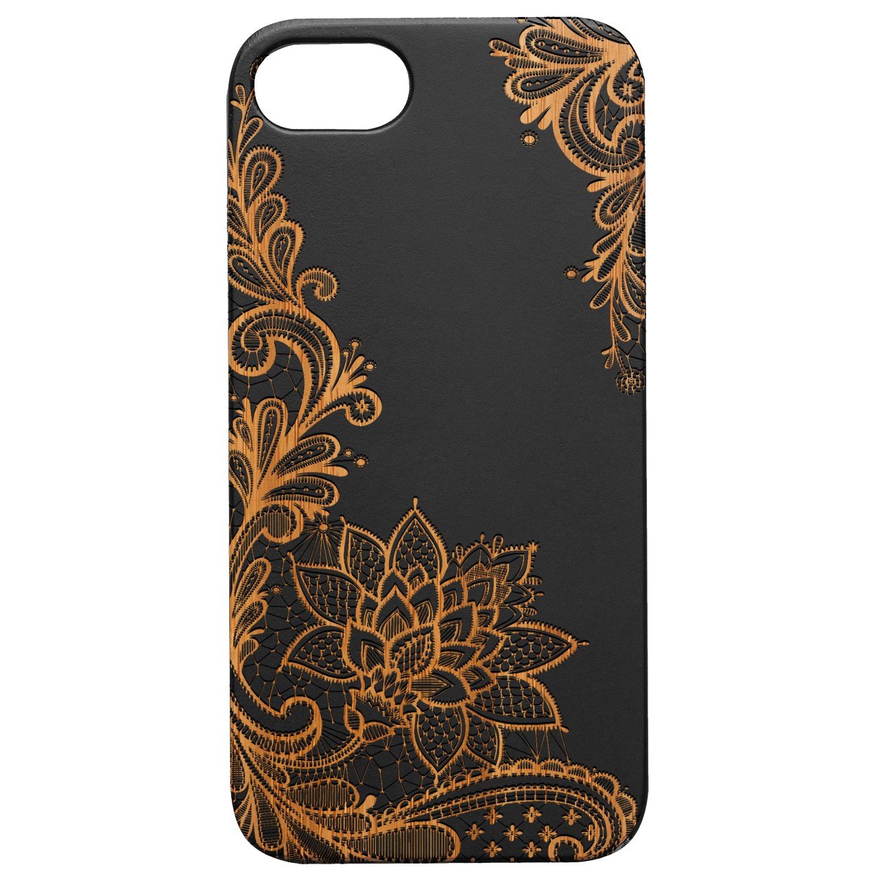 Flowers Frame - Engraved - Wooden Phone Case