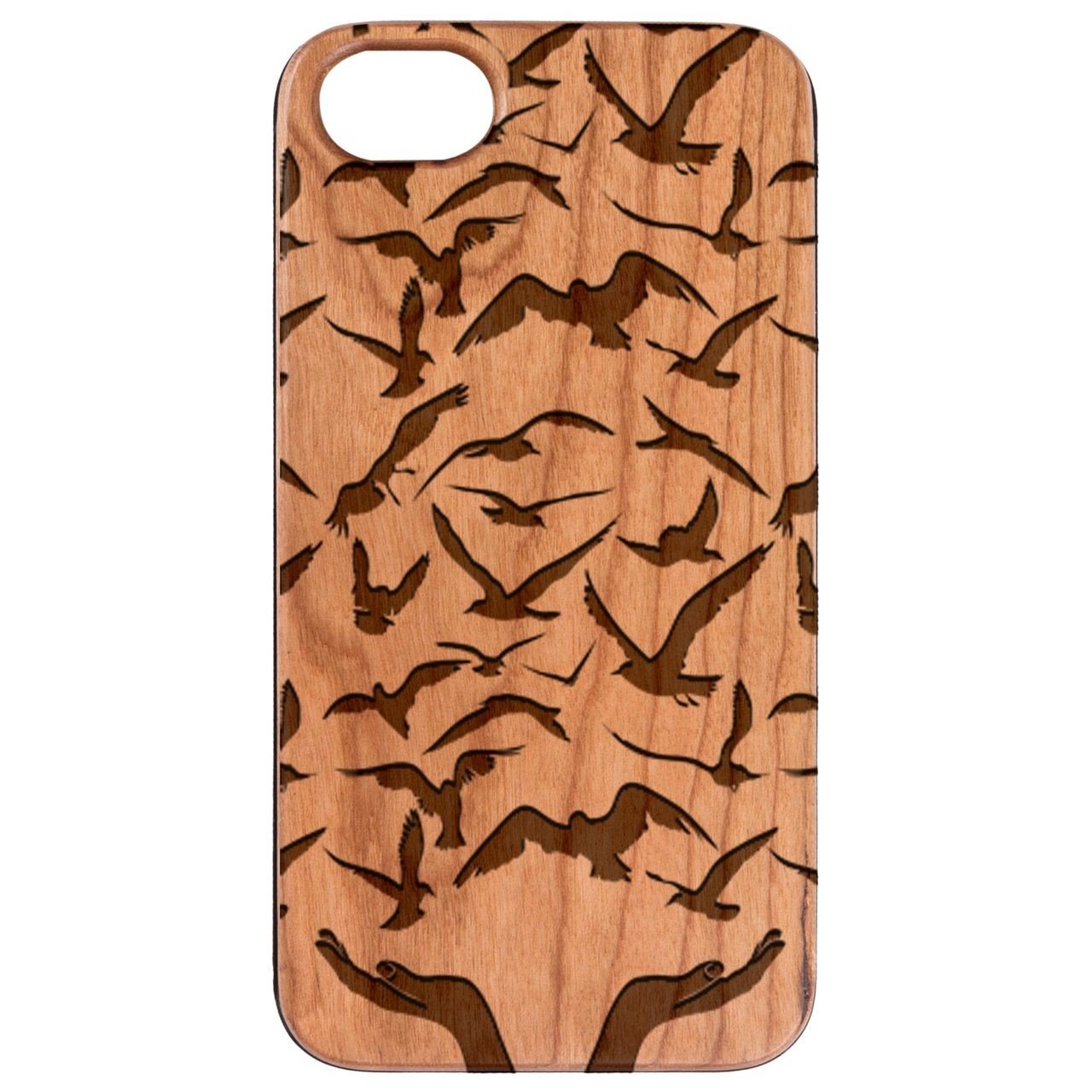 Flying Birds - Engraved - Wooden Phone Case