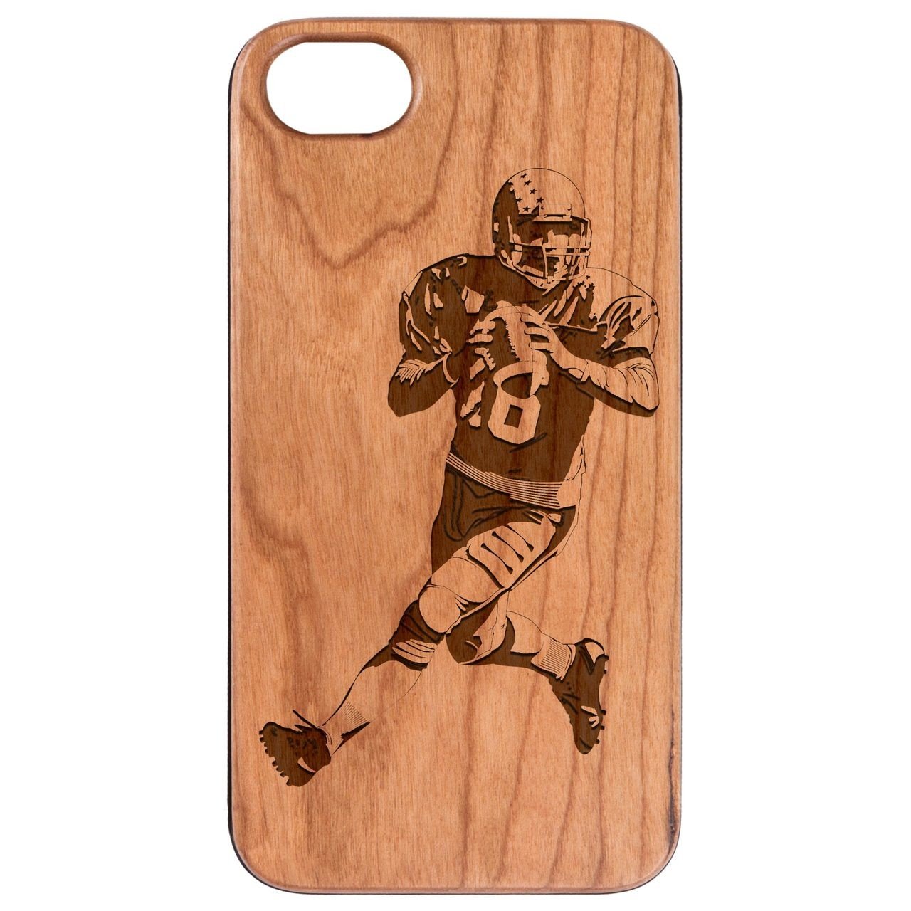 Football Player - Engraved - Wooden Phone Case